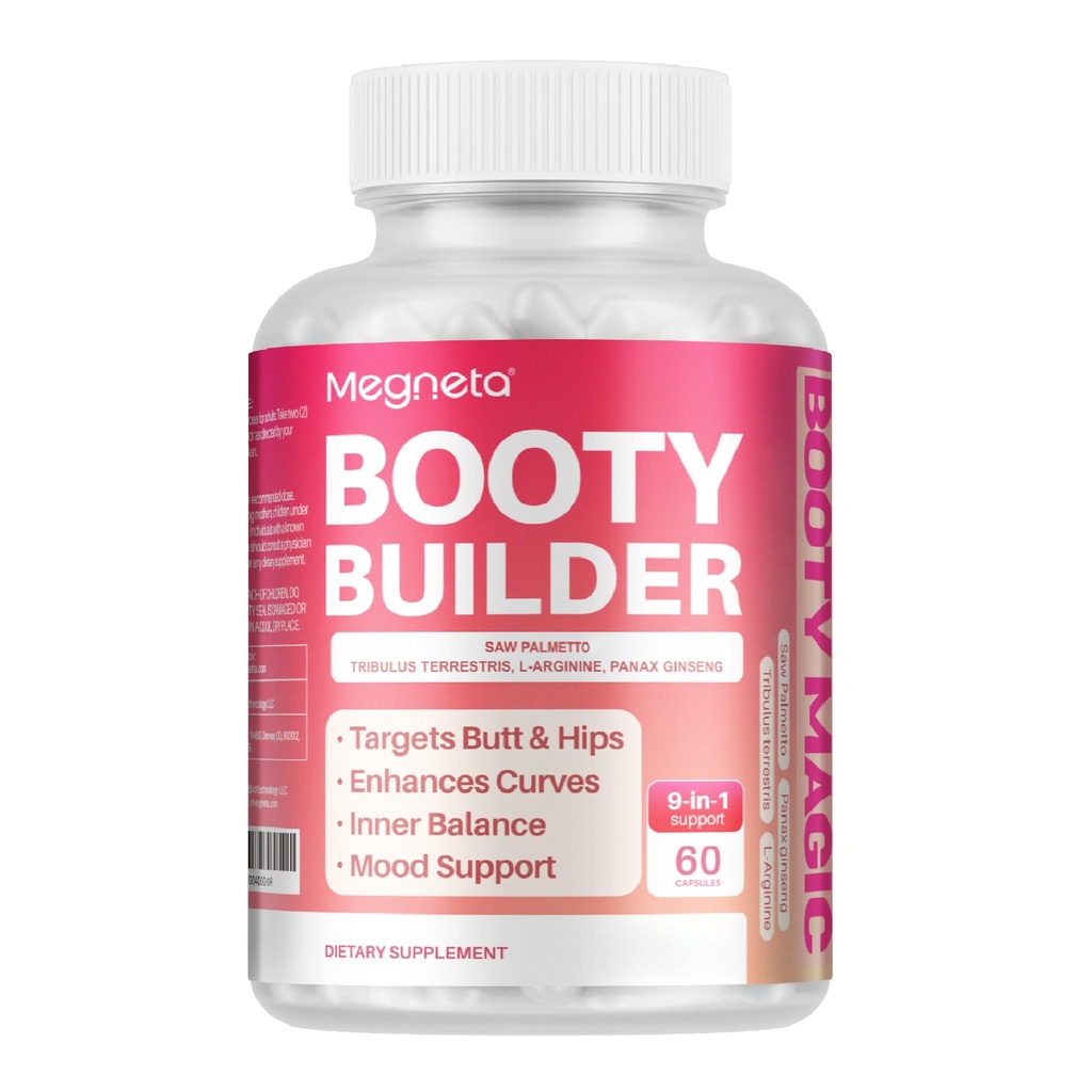 Booty Capsules for Butt Growth - Bum Lift Support Capsules with Herbal Extracts for Natural Curves - 60 Capsules