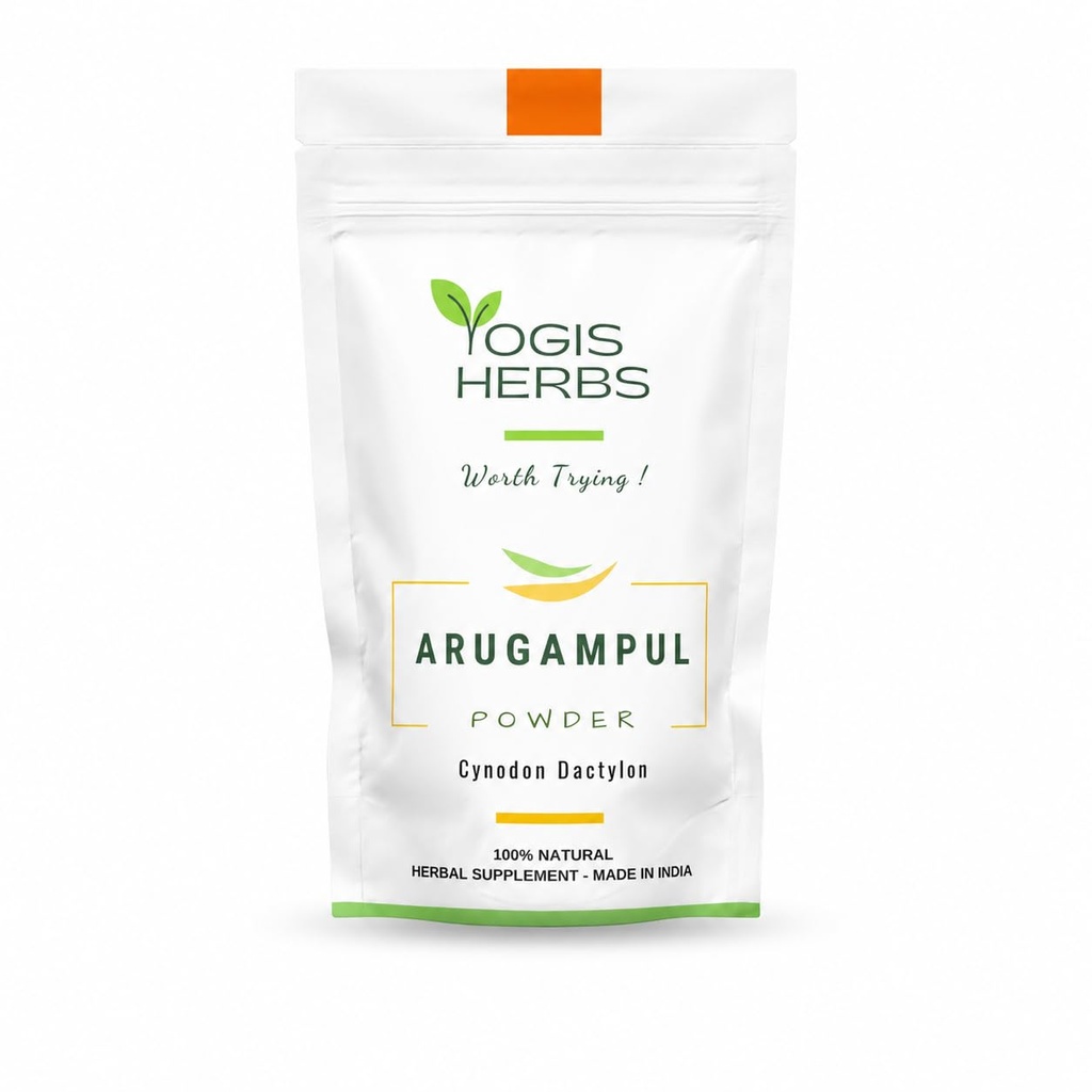 YOGIS HERBS Arugampul Powder — Bermuda Grass/Cynodon dactylon/Durva — Traditional Tamil Herbal Powder for Daily Wellness Routines — Hand-Cleaned, Stone-Ground, Single-Ingredient, FSSAI-Certified