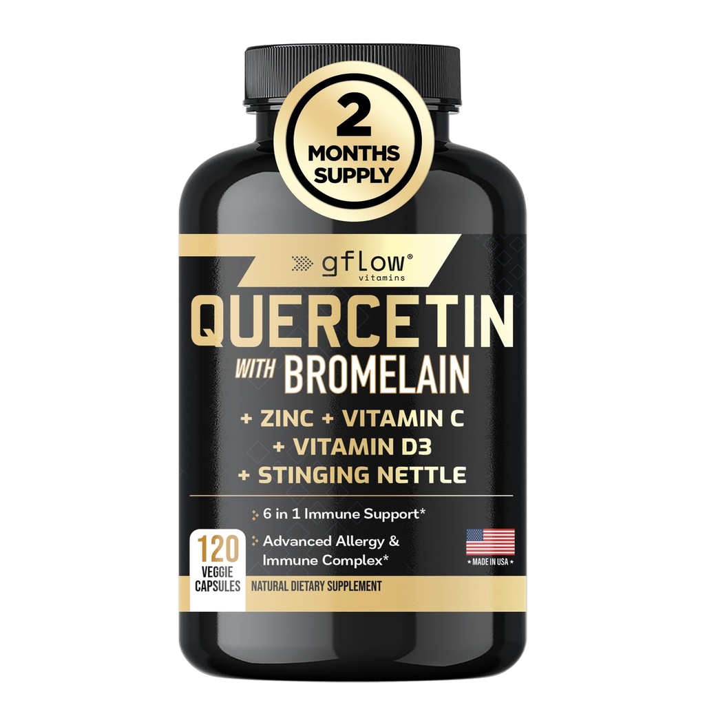 Quercetin mit Bromelain, Stinging Nettle Supplement, Zink Vitamin C Vitamin D | Non-GMO, Glutenfrei | Made in USA | 2 Monate Versorgung