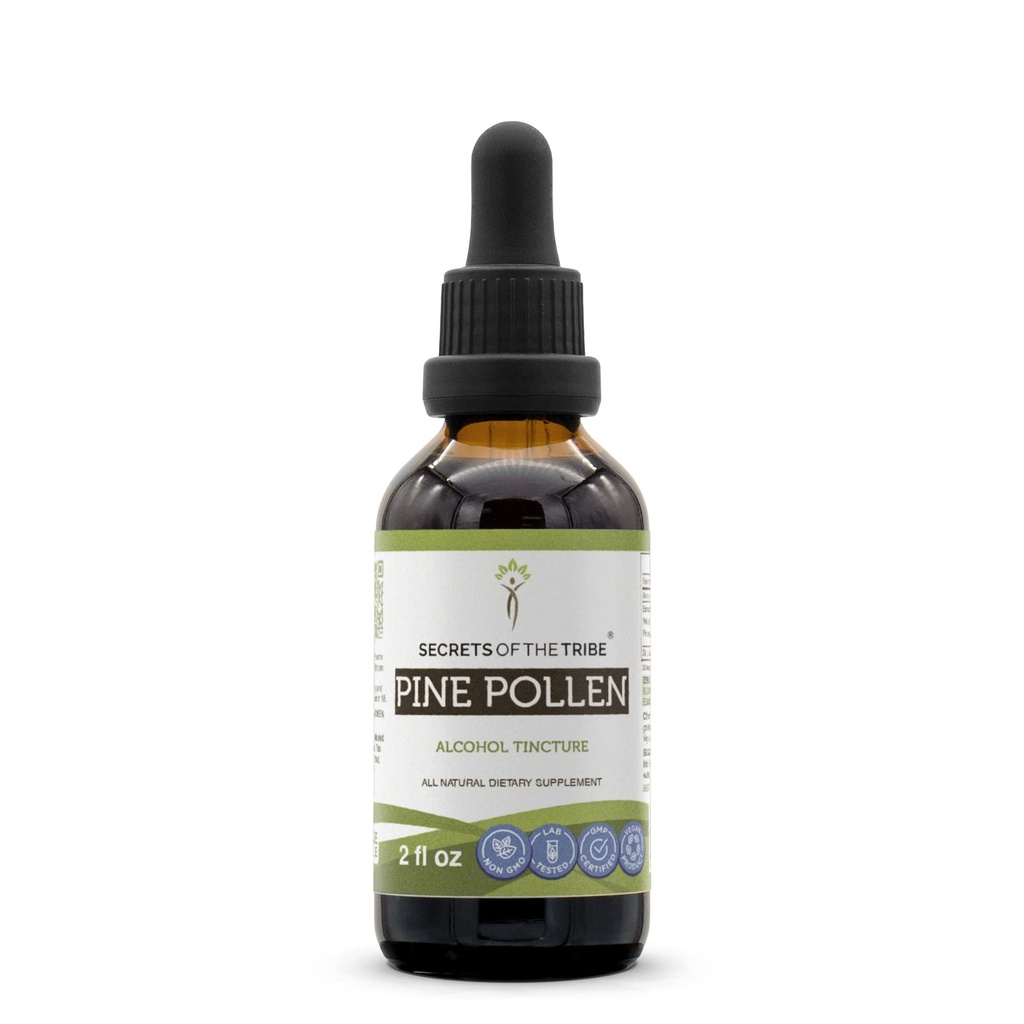Secrets of the Tribe Pine Pollen Tincture Alcohol Extract, High-Potency Herbal Drops, Tincture Made from Wildcrafted Pine Pollen (Pinus sylvestris) Dried Pollen 2 oz