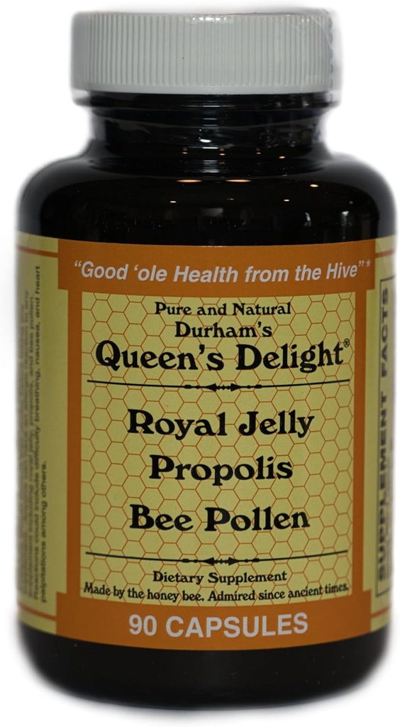 Durham's Queen's Delight (Royal Jelly 1000mg, Propolis 600mg, Beepollen 1500mg) in 3 Daily Capsules