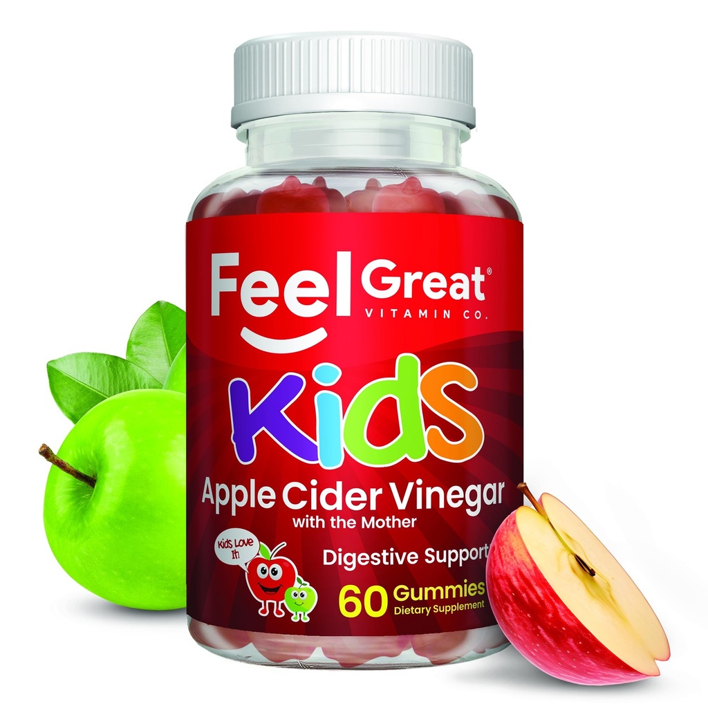 Gummie dell'aceto del sidro della grande mela per i bambini | Ricco di enzimi digestivi & Antiossidanti naturali per la salute del fegato | Vegan Gummy Supporta l'assorbimento nutriente sano | Alimentazione di 60 giorni
