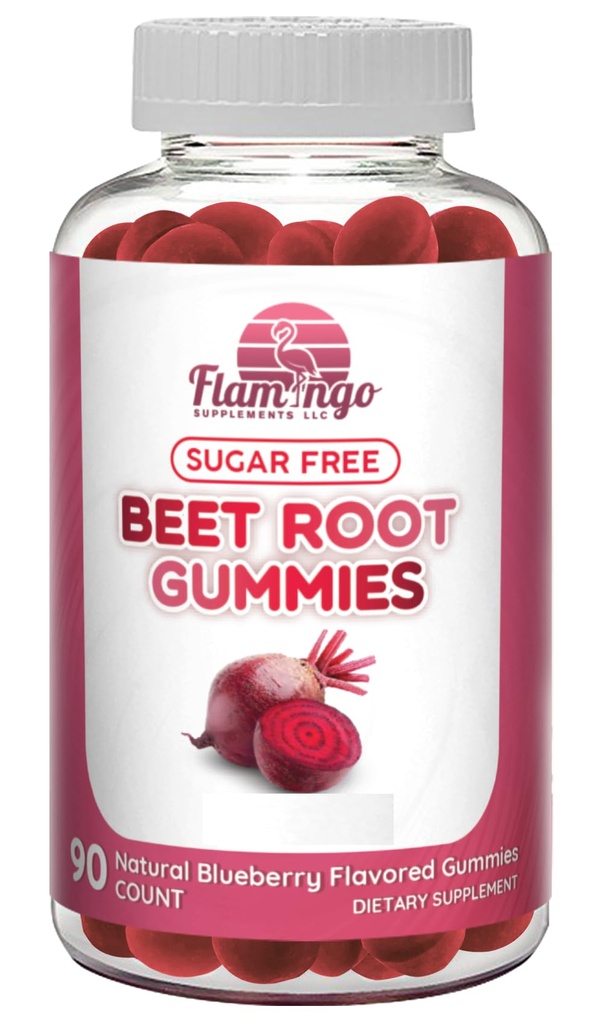 Gommies de racines de betteraves à oxyde nitrique sans sucre - Chewables de racines de betteraves pour la performance athlétique, booster d'oxyde nitrique, énergie, flux sanguin et circulation - 90 Gommy Chews de racines.