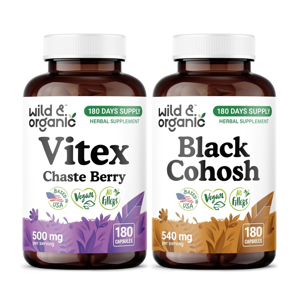 Wild & Organic Vitex 180 Capsules & Black Cohosh 180 Capsules