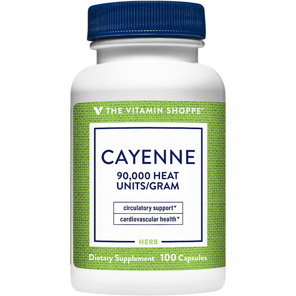 The Vitamin Shoppe Cayenne Extract 450MG (Capsicum), Promotes Cardiovascular (100 Capsules)