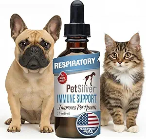 PetSilver Immununterstützung - Fördert Atemschutz-Gesundheit bei Katzen & Hunde, Sinus & Kennel Hustenbehandlung, Natürliche Antibiotika, Allergy Relief, Chelat Silver Formula, Easy-to-Use Dropper, USA - 2 fl oz