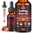 Cutting Mix Drink Liquid Drops, Metabolism & Satiety Support w. Berberine Yerba Mate Magensium Chromium FOS & 5-HTP for Energy & Gut Health, Strawberry Acai Flavor 30 Servings