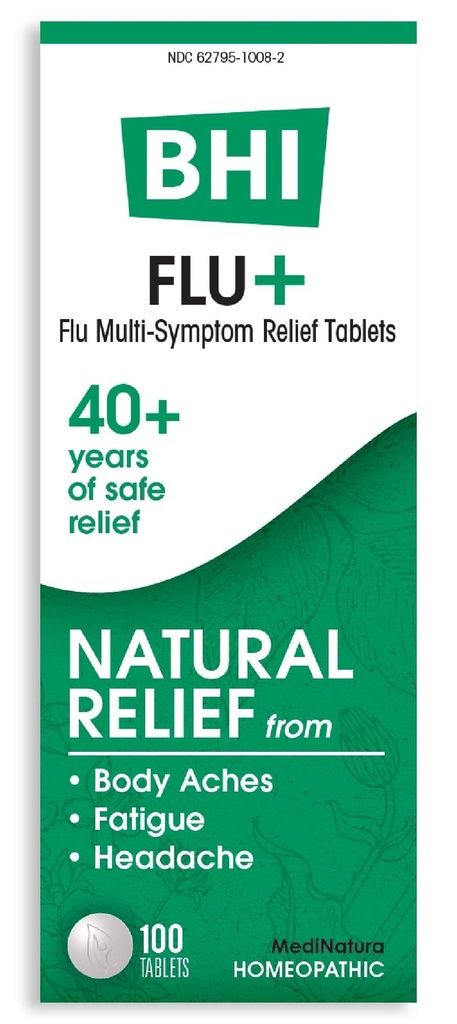 Grippe BHI + Relief multisymptômes froids Remède naturel sûr non par voie cutanée 11 ingrédients actifs homéopathiques ciblés pour les douleurs corporelles, la fatigue, les frissons et les maux de tête - 100 comprimés