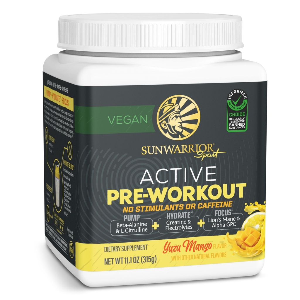 Pre Workout Powder Energy Drink Non-Stim & Caffeine Free | Vegan Pflanzenbasierte Ergänzung | Pumpe Hydrate Fokus Ausdauer & Stärke Builder | Yuzu Mango Flavored 30 Servieren aktiv Vorarbeit