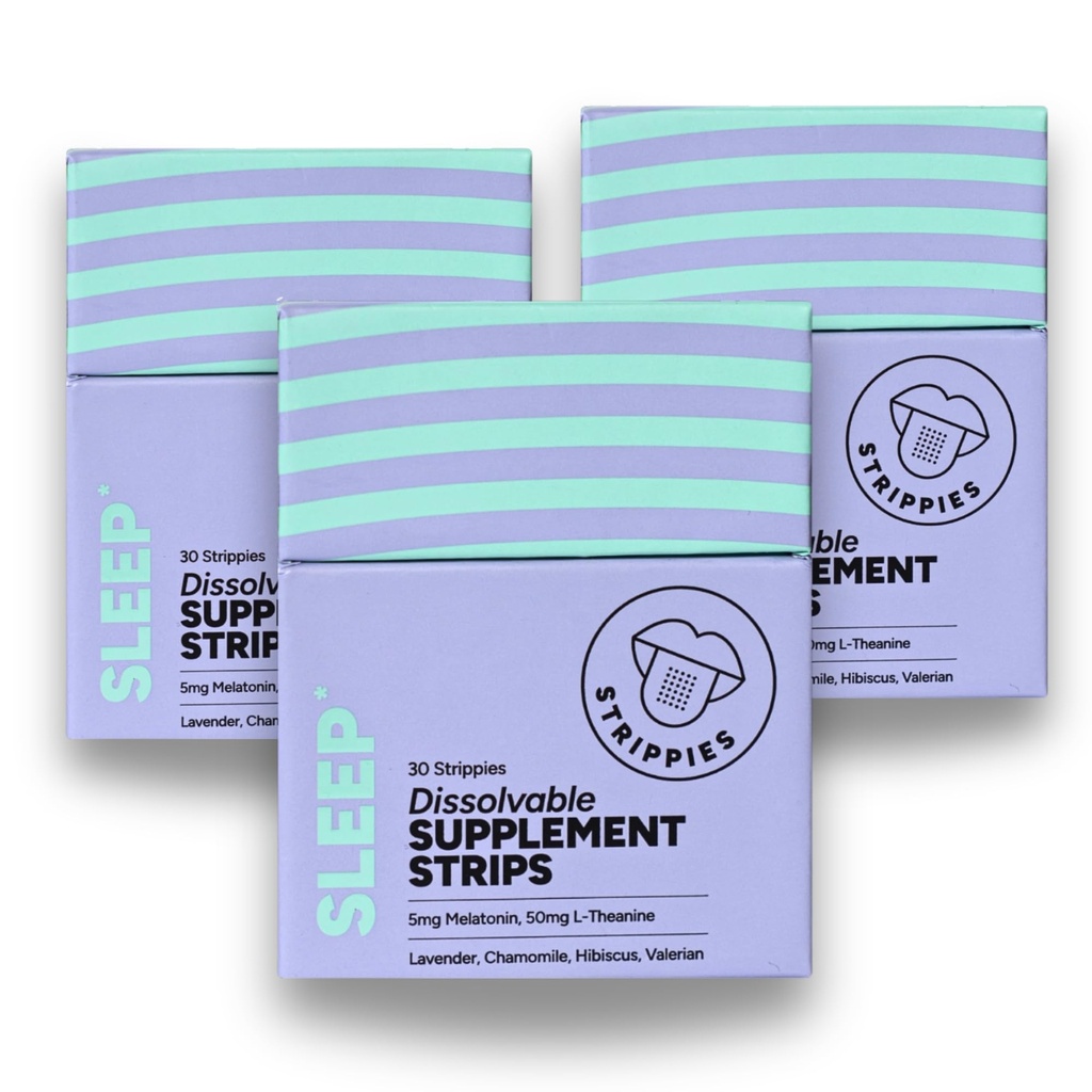 Dissolvable Sleep Strips – Fast-Acting Melatonin 5mg with L-Theanine, Lavender, Chamomile, Hibiscus & Valerian – Natural Cranberry Flavor – 90 Strips