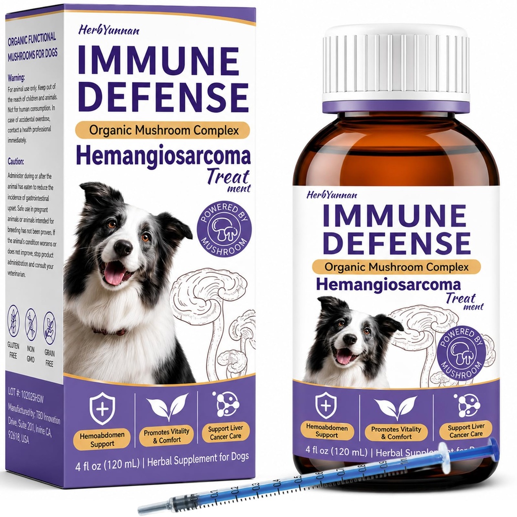 Dog Cancer Supplement 4 oz - Dog Cancer Care and Lumps & Bumps Support, 7 Organic Turkey Tail Mushroom Blend with Turmeric for Dog for Hemangiosarcoma, Hemoabdomen, Cancer & Vascular Support