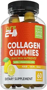 Gommie di collagene con zinco, vitamina C e biotina, supplemento di peptidi di collagene promuove capelli, unghie, pelle, ossa e supporto sanitario comune, Made in USA 60 Gummies