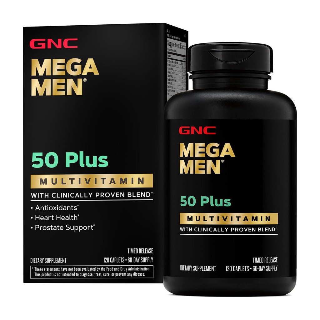 GNC Mega Hommes 50 Plus Multivitamines Antioxydants de la santé cardiaque de la prostate et du soutien circulatoire de 120 comtes