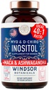 Myo e D-Chiro Inositol Supplemento 40:1 Ratio - 2000 mg Myo-Inositol plus Maca Root & Calming Ashwagandha - Sano supporto ovarico Vitamine e Integratori di fertilità per le donne - 120 capsule vegane