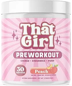 That Girl Pre Workout für Damen - Slay Ihr Gym Sesh mit Pure Fire Energy & Mega Pumps - 100% Natural & Clean - Delish Peach Flavor - 30 Serviers