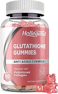 Reduzierte Glutathione 500mg Gummie, L-Glutathione mit Collagen Kaubare Ergänzungen für Hautpflege, Leberunterstützung, Antioxidans, Immunsystem, 60 Zähler