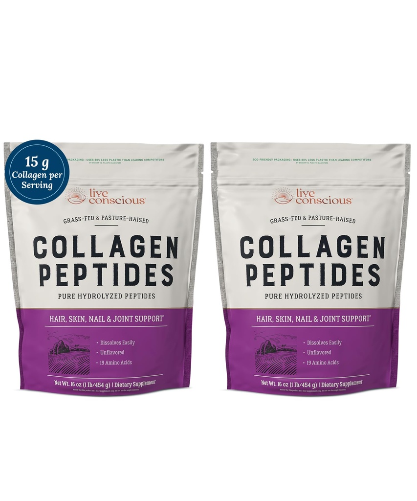 Polvere di peptidi di collagene consapevole dal vivo - capelli, pelle, chiodo e supporto congiunto - tipo I & III Collagen - proteina idrolizzata naturale - 16oz (2-Pack)