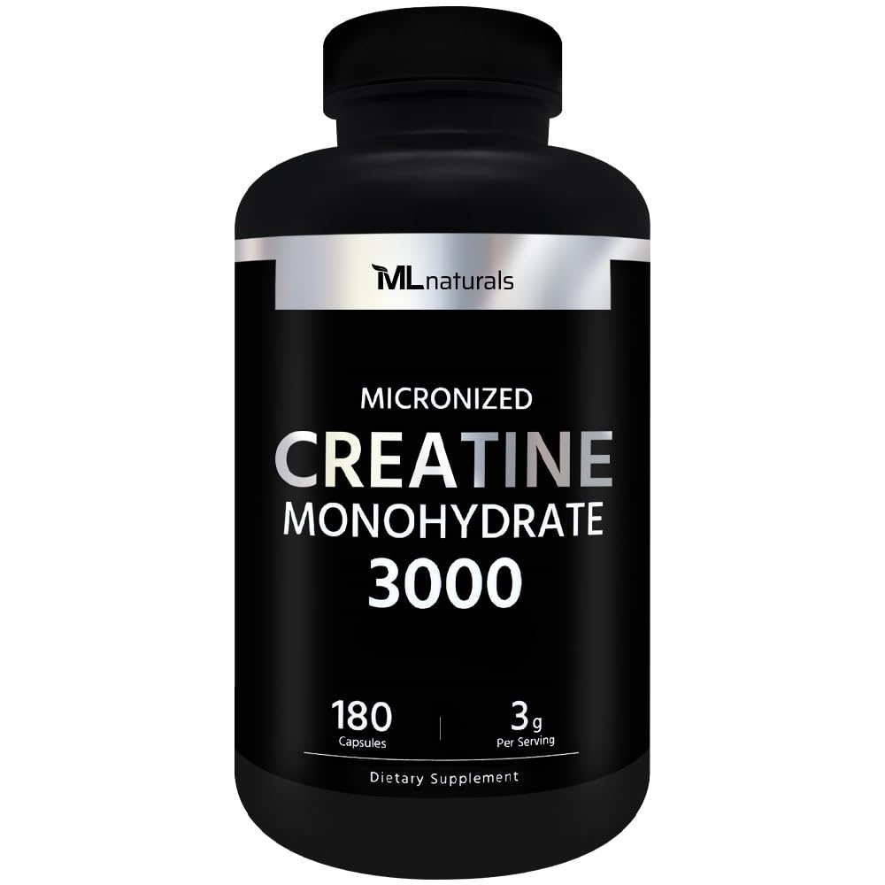 ML Naturals Micronized Creatine Monohydrate, 180 Capsules