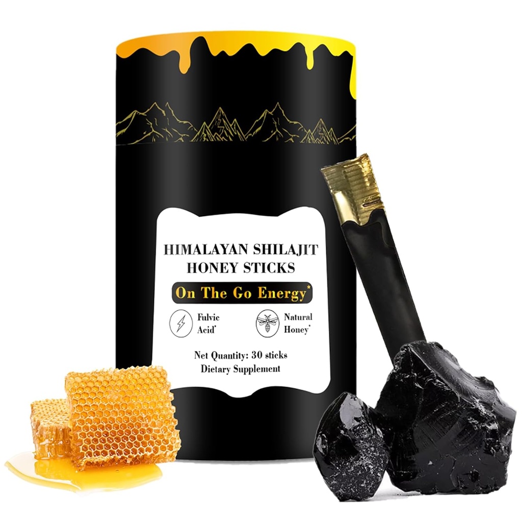 Zotreval Shilajit Honey Sticks, 30 Sticks - Pure Himalayan Resin, Bio Honey & Saffron for Energy Boost, Immununterstützung & Vitalität, SHILAJIT Honey Sticks für Herren & Frauen