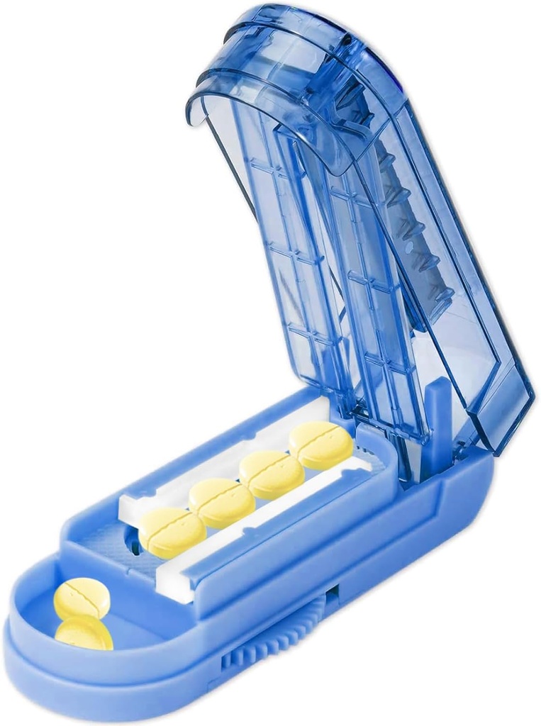 Pille Cutter Splitter für kleine und winzige Pillen, Verstellbare Tablet Splitter beschleunigt Schneiden mehrere Pillen auf einmal. (Klein Blue)
