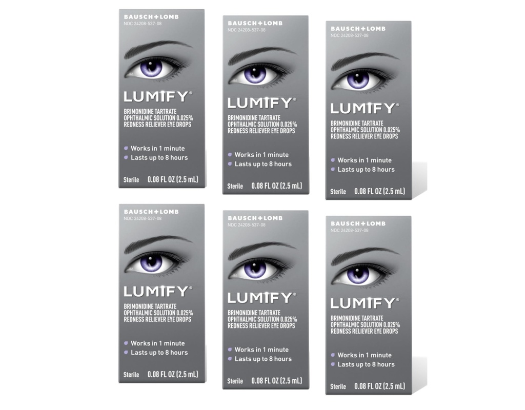 Bausch + Lomb LUMIFY Redness Reliever Eye Drops 0.08 fl oz (2.5 mL) - Pack of 6