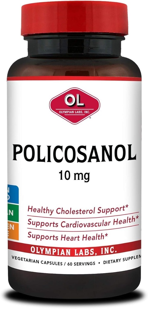 Olympian Labs Policosanol 10mg Vegetarian Capsules, Supporting Heart and Circulatory Health - 60 Count