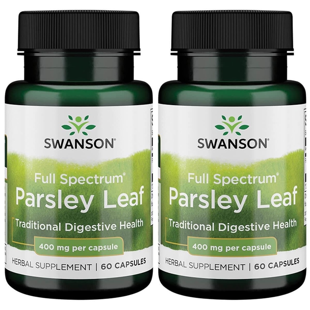 Swanson Full-Spectrum Parsley Leaf Extract - Herbal Supplement Promoting Digestive Health - Natural Formula Supporting GI Tract Health - (60 Capsules, 400mg Each) (2 Pack)