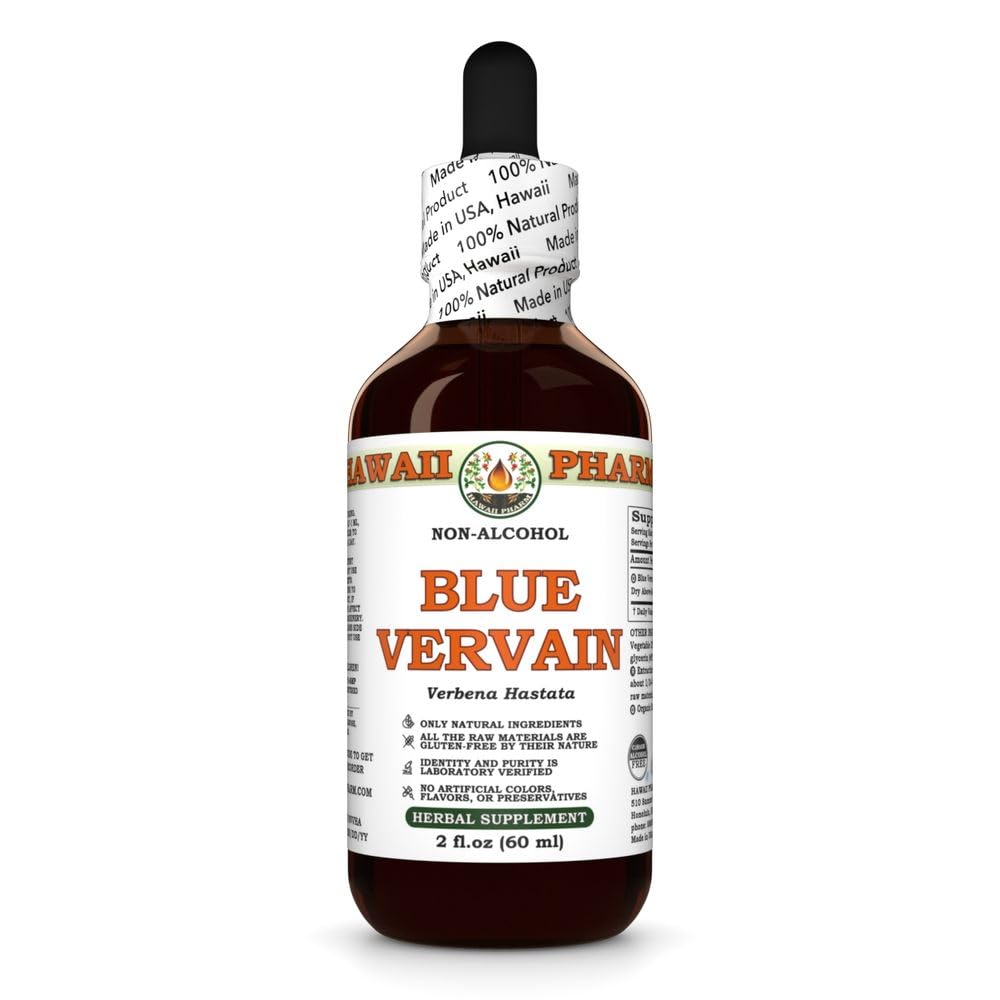 Hawaii Pharm Blue Vervain Alcohol-Free Extract, Glycerite for Relaxation Support, Protects Nervous System, Digestive Support - 2 fl.oz