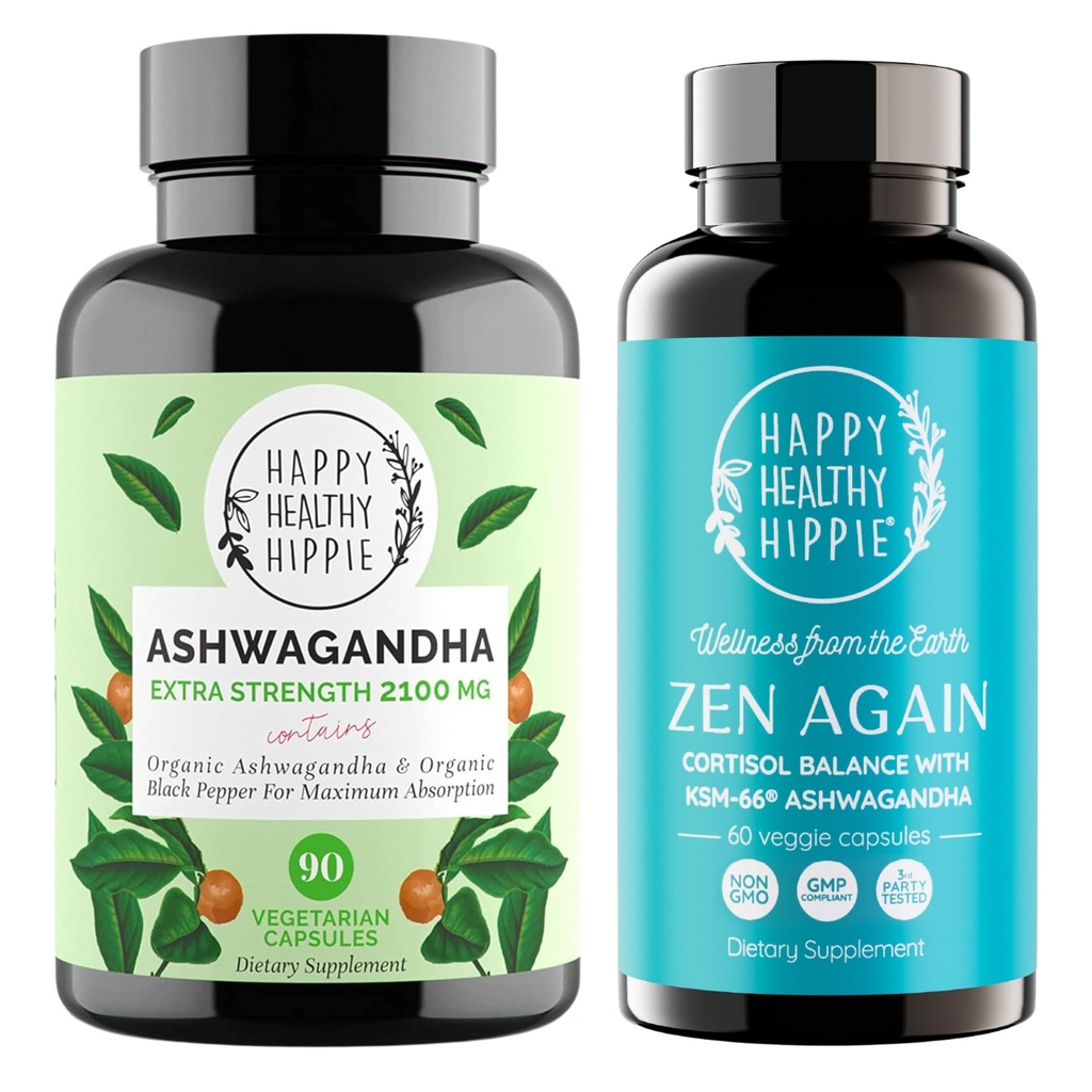 Happy Healthy Hippie Zen Again Cortisol Manager & Organic Ashwagandha Capsules