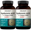 NatureBell 2 Pack Acido Ialuronico Integra 2.000 mg | 480 capsule totali, con MSM & Collage bovina idrolizzata – 3 in 1 Supporto per l'idratazione della pelle, Lubrificazione congiunta, Capelli e Salute degli occhi