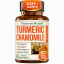 Kurkuma-Ergänzung & Kamille Kapseln für Schlaf - Organische Kurkuma Schlaf-Ergänzung mit Kamille Blumen Extrakt (Manzanilla) - Relaxation & Stress-Unterstützung - Gelenke & Digestive Gesundheit. 60 Kapseln