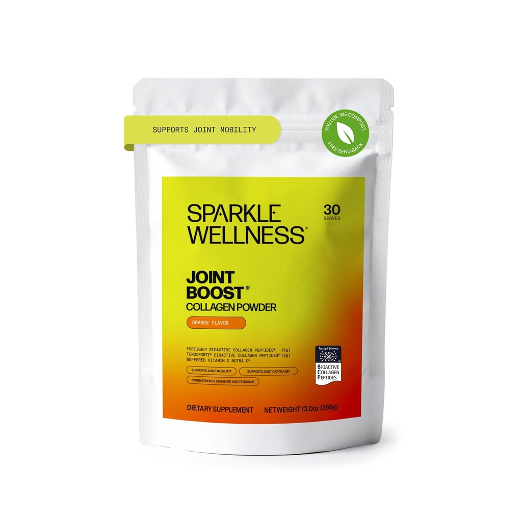 Sparkle Wellness FORTIGEL & TENDOFORTE Collagen Peptide | Collagen Powder mit Calcium Ascorbate Vitamin C zur Unterstützung der Gelenkmobilität, Tendon & Ligament Health | Joint Boost (Orange) [30-Serves]