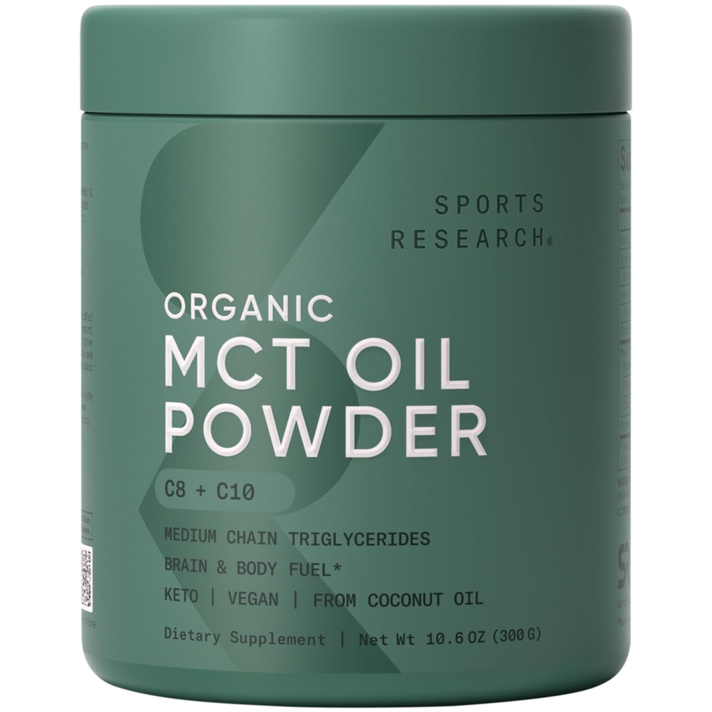 Polvere organica dell'olio MCT - Keto & Vegan MCTs C8, C10 da Coconuts - Grassty Acid Brain & Body Fuel, Non-GMO & Gluten Free - Unflavored, Perfect in Coffee, Tea & Protein Shakes - 10.6 oz