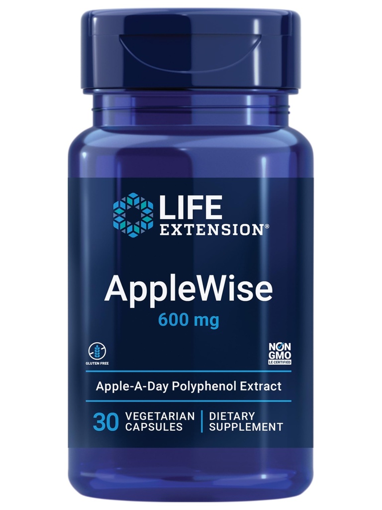 Life Extension AppleWise, Apple polyphenol Extract for Heart, Cellular and Colon Health, Gluten Free, Non-GMO, Vegetarian, 30 Capsules