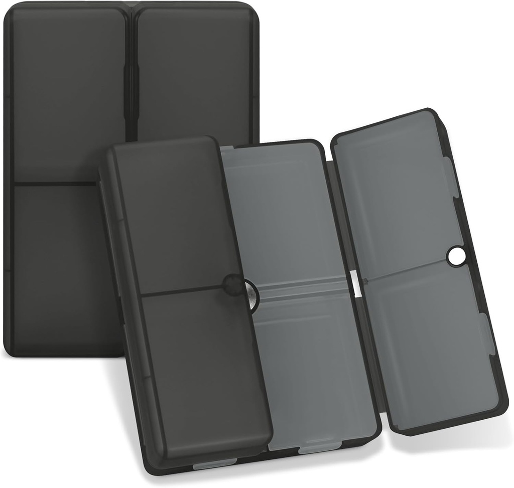 FYY Daily Pill Organizer, 7 Komponenten Tragbare Pille Fall Reise Pille Organizer,[Folding Design] Pille Box für Geldbeutel, um Vitamine, Kaffee Leberöl, Ergänzungen und Medikamente-Klar Schwarz
