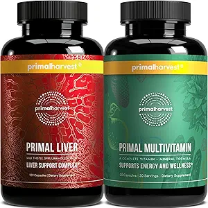 Primal Harvest Multivitamin & Liver Ergänzungen für Frauen und Männer Liver Support Complex mit Alpha-Lipoic Acid, L-Cystein HCL, L-Glutathione, Milchdistel und Spirulina