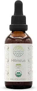 HerbEra Hibiscus B60 USDA Organic Tincture | Alkoholfreier Extrakt, hochkarätige Kräutertropfen | Certified Organic Hibiscus (Hibiscus Sabdariffa) Getrocknete Blume (2 oz)