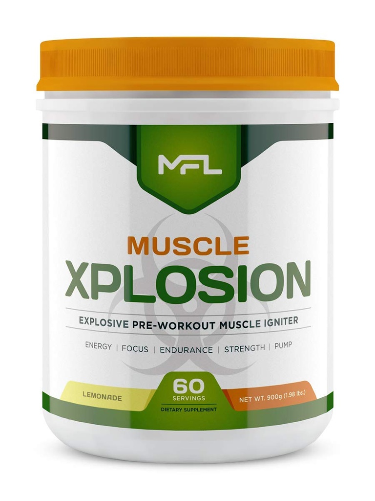 MFL Muscle Xplosion | Pre-Workout | 0 Sugar | Sweetened with Stevia | All-Natural | 60 Servings (Lemonade)