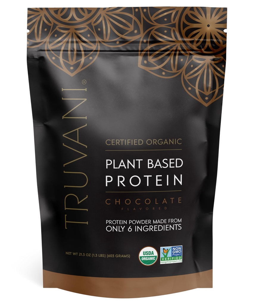 Truvani Poudre de protéines de pois végétaliens au chocolat 20g Protéine biologique à base de plantes 18 portions