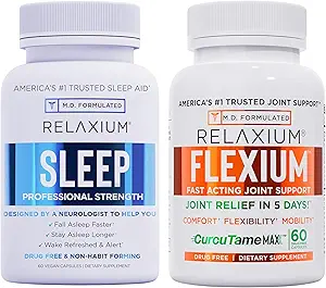Relaxium Sleep & Joint Relief Bundle, Melatonin & Ashwagandha Schlafhilfe + CurcuTame & Glucosamine Chondroitin, 60 Kapseln Jede, Drug-Free Unterstützung für Schlaf & Gemeinsame Gesundheit