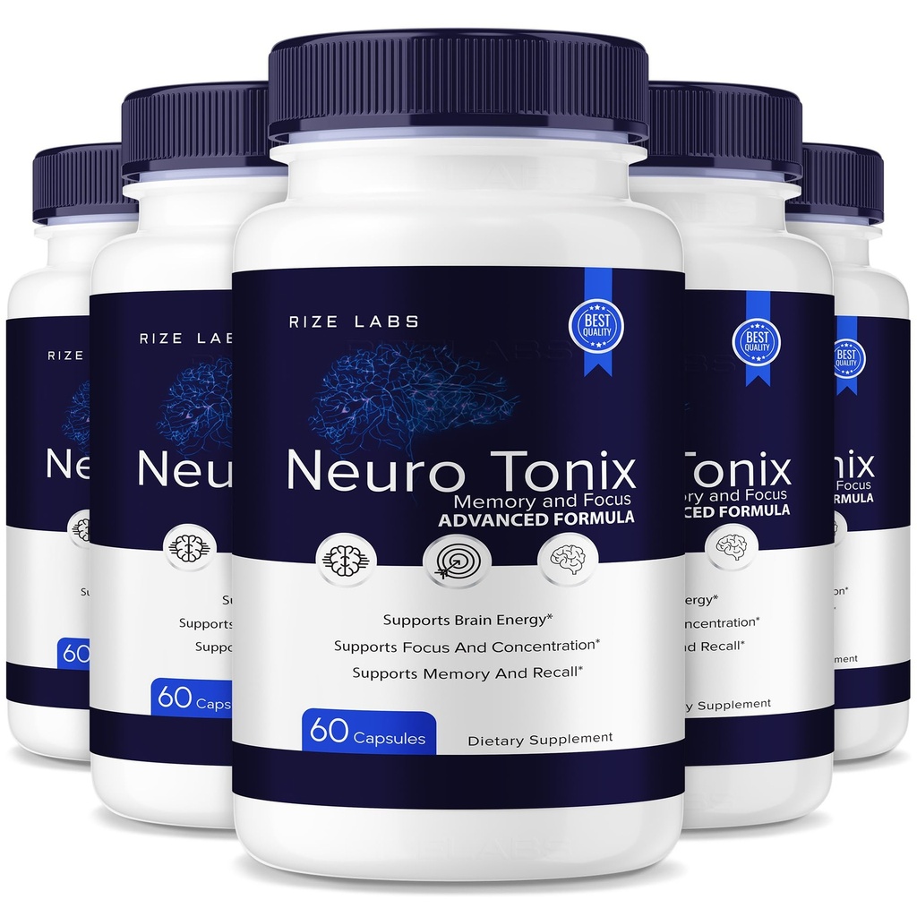 rize labs Neuro Tonix Capsules for Memory and Focus, Advanced Formula Boosts Concentration, Clears Brain Fog - Pack of 5(300 Capsules)