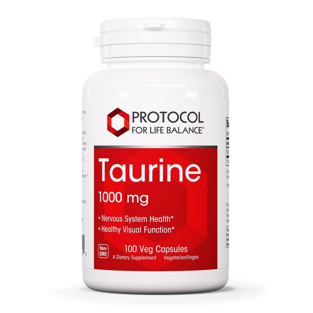 PROTOCOL FOR LIFE BALANCE Taurine 1,000mg - Amino Acid Like - Muscle, Heart, Brain, and Eye Health - 100 Veg Caps