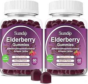 Gummie di mirtillo con zinco e vitamina C Supporto immunitario Integratori dietetici A base di erbe Aroma Vegan Gomma Non OGM Gluten 60 Gummies-2 Pack