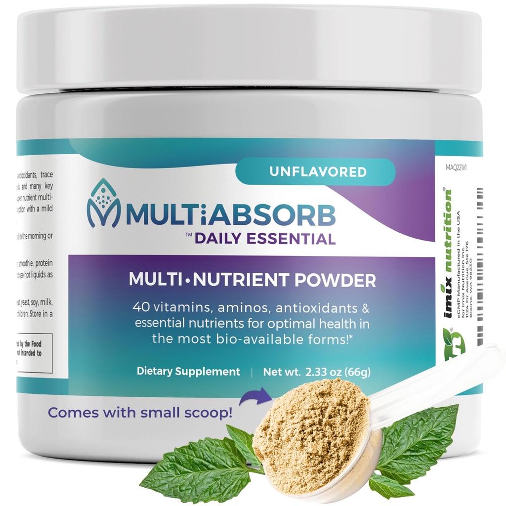 MultiAbsorb~Daily Essenziale, Polvere multi-nutriente per la salute ottimale, vitamine, minerali, antiossidanti, nessun filler o conservativi, naturale, non OGM, 30 Serve (senza aroma)
