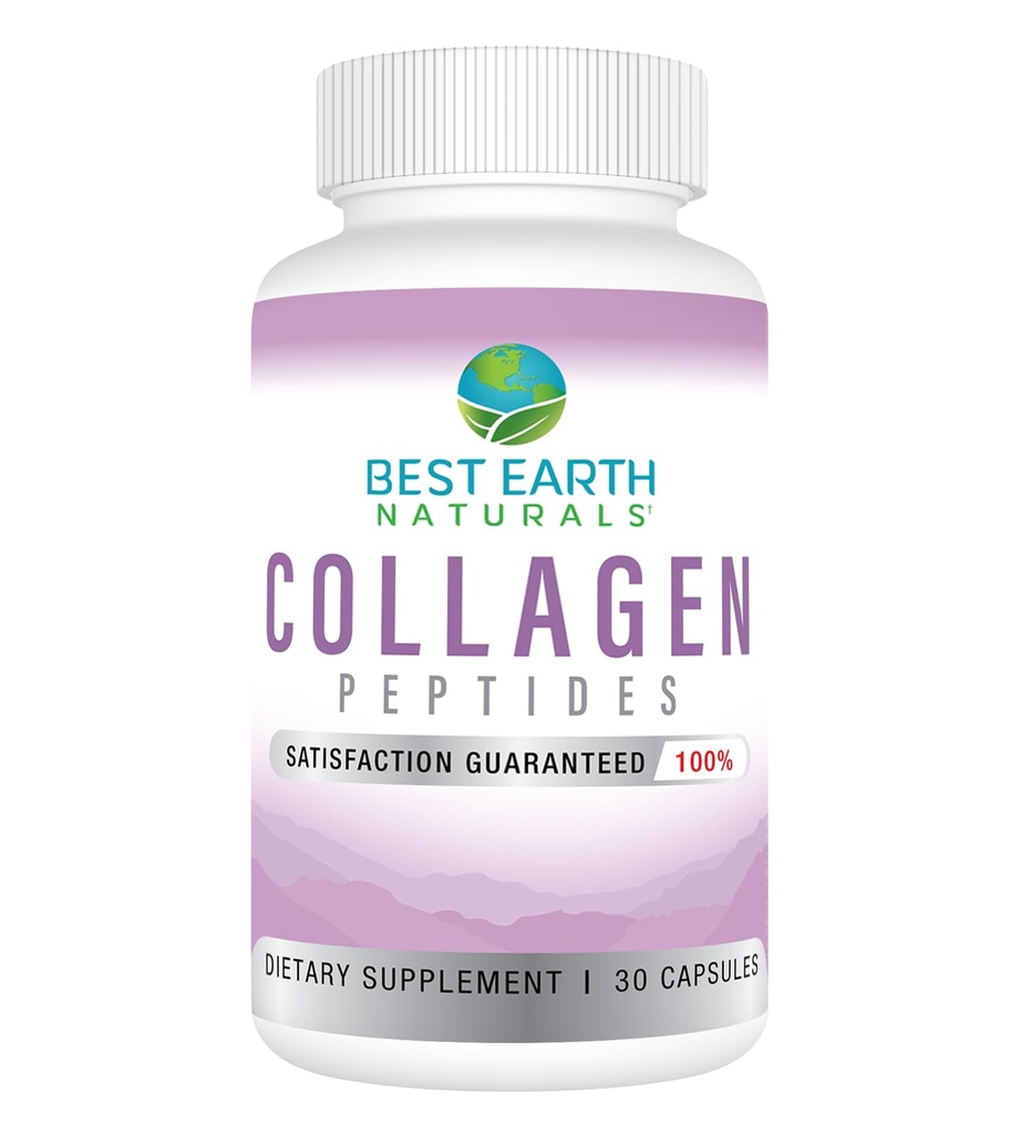 Best Earth Naturals Hydrolyzed Collagen Type I & III - Collagen Peptides Supplement für Frauen und Männer zu unterstützen Haar, Haut, Nägel, & Gelenke 30 Tage Versorgung (30 Kapseln)