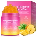 Feminine Probiotic Gummies with Slippery Elm- Pineapple Gummies for Women pH Balance, Gut Health & Immune Supports | with Prebiotics & Lactobacillus Blend (60 Gummies)