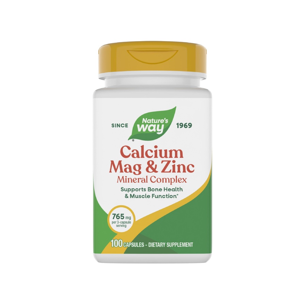Natural's Way Calcium Magnesium & Zinc Mineral Complex, Supporta Bone Health & Muscle Function*, Supporto Immune*, 765 mg per 3 capsule servizio, Senza glutine, 100 capsule (Packaging May Vary)