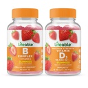 Complexe B vital + vitamine D 10000 UI, Gummies Bundle - Grande dégustation, supplément de vitamine, sans gluten, sans OGM, à croquer