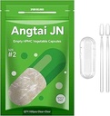 Capsules Vegan vides Taille 2 base végétale clair (500 Nombre) sans gluten, sans OGM, bouchons de pilules certifiés Halal avec 2 cuillères pour le bricolage végétarien vos propres suppléments