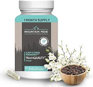 Mountain Peak Nutritionals Tranquility Formula - Supporta la salute del cervello, Sleep & Stress Management - Vitamina B6, Vitamina B12 e Adaptogens - Integratore alimentare anallergico (90 capsule vegetariane)